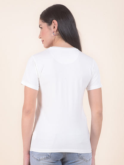 T-Shirt for Women l Breathable & Soft with Color Fastness Regular Fit Round Neck Cotton Stretch Fabric Embroidery Pattern