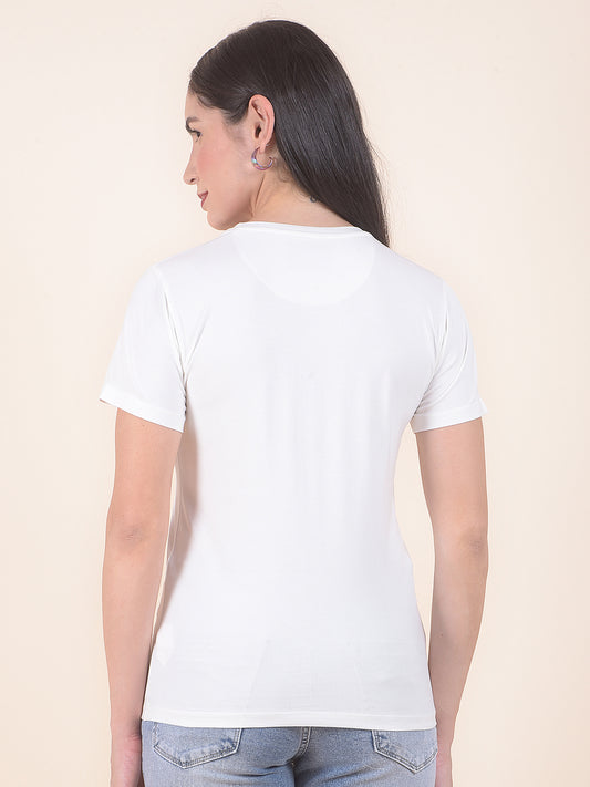 T-Shirt for Women l Breathable & Soft with Color Fastness Regular Fit Round Neck Cotton Stretch Fabric Embroidery Pattern