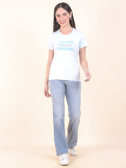 T-Shirt for Women l Breathable & Soft with Color Fastness Regular Fit Round Neck Cotton Stretch Fabric Printed Pattern