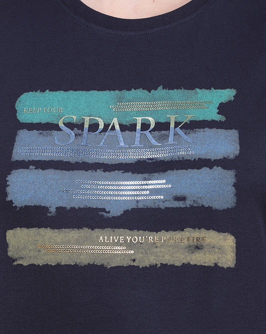 T-Shirt for Women l Breathable & Soft with Color Fastness Regular Fit Round Neck Cotton Blend Fabric Printed Pattern