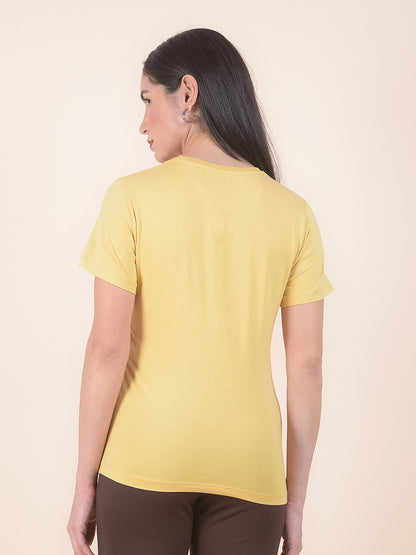 T-Shirt for Women l Breathable & Soft with Color Fastness Regular Fit Round Neck Cotton Stretch Fabric Embroidery Pattern