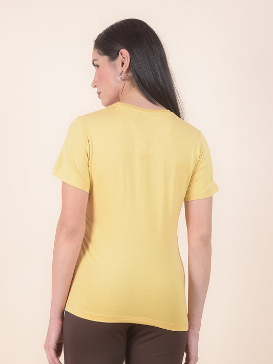 T-Shirt for Women l Breathable & Soft with Color Fastness Regular Fit Round Neck Cotton Stretch Fabric Embroidery Pattern