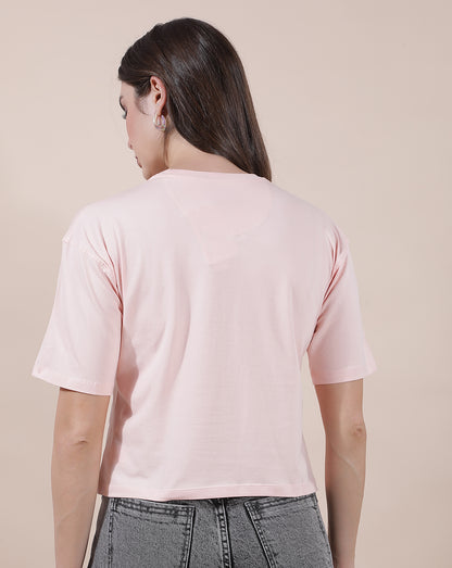 T-Shirt for Women l Breathable & Soft with Color Fastness Regular Fit Round Neck Cotton Blend Fabric Printed Pattern
