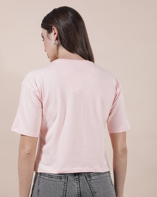 T-Shirt for Women l Breathable & Soft with Color Fastness Regular Fit Round Neck Cotton Blend Fabric Printed Pattern