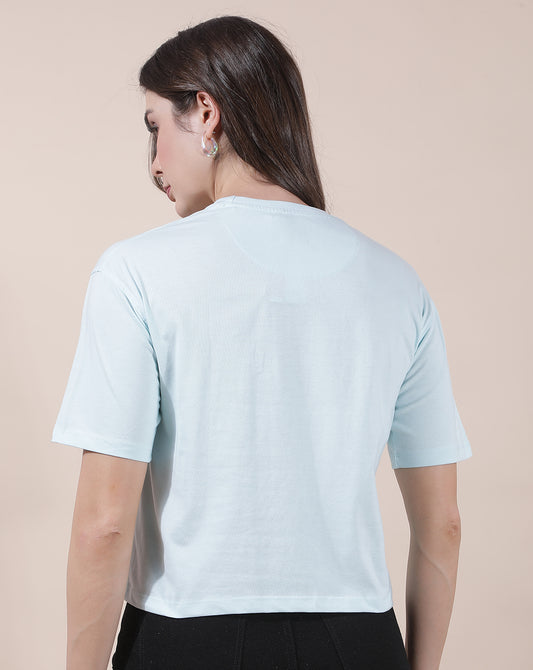 T-Shirt for Women l Breathable & Soft with Color Fastness Regular Fit Round Neck Poly Cotton Fabric Solid Pattern