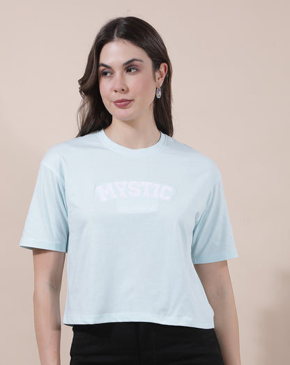T-Shirt for Women l Breathable & Soft with Color Fastness Regular Fit Round Neck Poly Cotton Fabric Solid Pattern