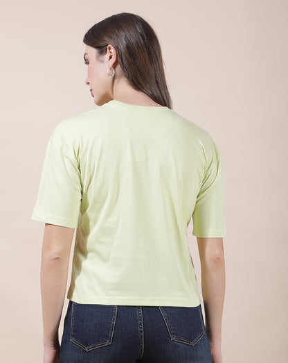 T-Shirt for Women l Breathable & Soft with Color Fastness Regular Fit Round Neck Poly Cotton Fabric Printed Pattern
