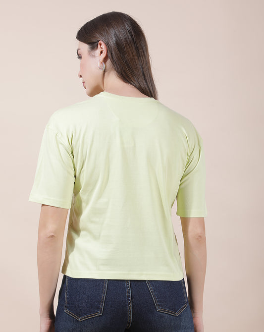 T-Shirt for Women l Breathable & Soft with Color Fastness Regular Fit Round Neck Poly Cotton Fabric Printed Pattern
