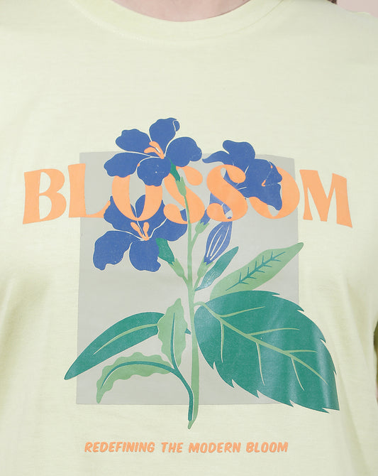 T-Shirt for Women l Breathable & Soft with Color Fastness Regular Fit Round Neck Poly Cotton Fabric Printed Pattern