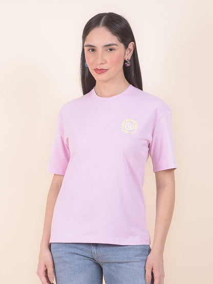 T-Shirt for Women l Breathable & Soft with Color Fastness Regular Fit Round Neck Poly Cotton Fabric Printed Pattern