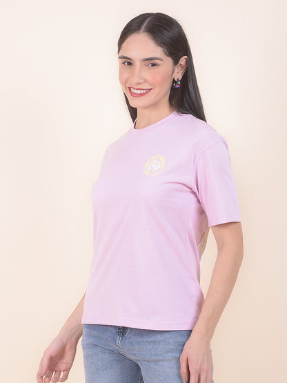 T-Shirt for Women l Breathable & Soft with Color Fastness Regular Fit Round Neck Poly Cotton Fabric Printed Pattern