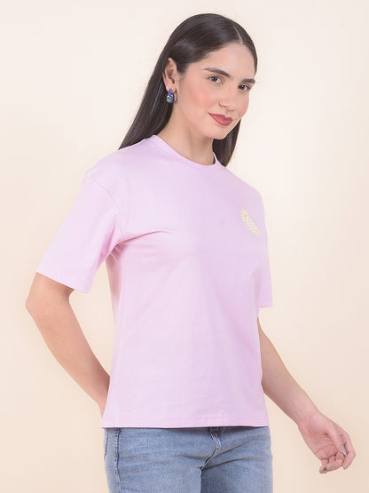 T-Shirt for Women l Breathable & Soft with Color Fastness Regular Fit Round Neck Poly Cotton Fabric Printed Pattern