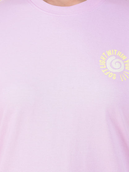 T-Shirt for Women l Breathable & Soft with Color Fastness Regular Fit Round Neck Poly Cotton Fabric Printed Pattern