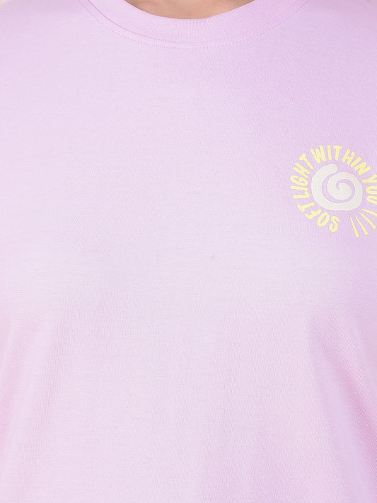 T-Shirt for Women l Breathable & Soft with Color Fastness Regular Fit Round Neck Poly Cotton Fabric Printed Pattern
