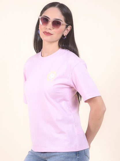 T-Shirt for Women l Breathable & Soft with Color Fastness Regular Fit Round Neck Poly Cotton Fabric Printed Pattern
