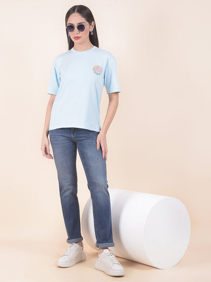 T-Shirt for Women l Breathable & Soft with Color Fastness Regular Fit Round Neck Cotton Stretch Fabric Printed Pattern