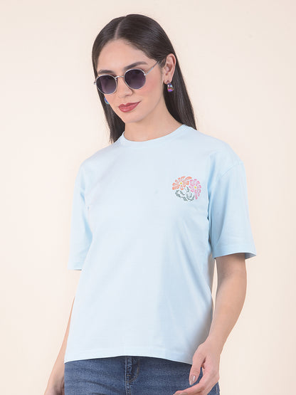 T-Shirt for Women l Breathable & Soft with Color Fastness Regular Fit Round Neck Cotton Stretch Fabric Printed Pattern
