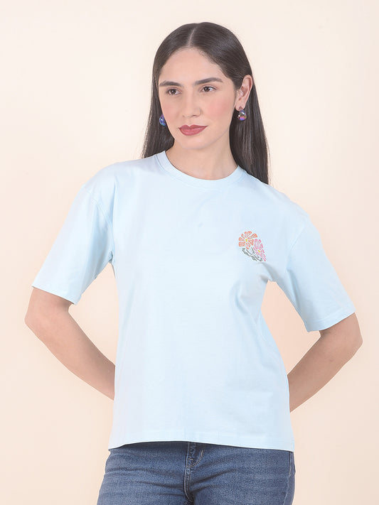 T-Shirt for Women l Breathable & Soft with Color Fastness Regular Fit Round Neck Cotton Stretch Fabric Printed Pattern