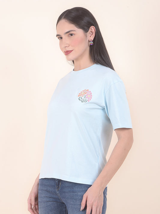 T-Shirt for Women l Breathable & Soft with Color Fastness Regular Fit Round Neck Cotton Stretch Fabric Printed Pattern