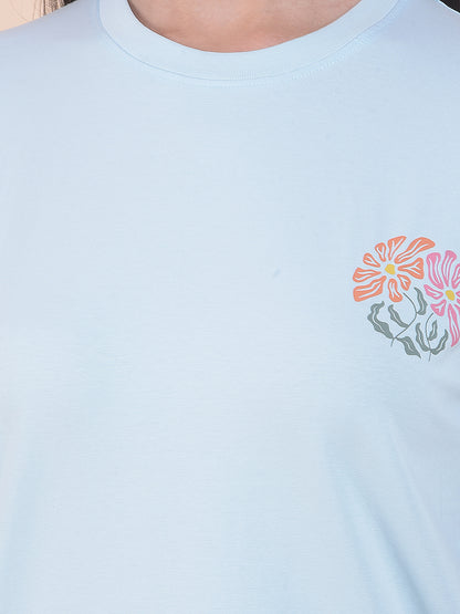 T-Shirt for Women l Breathable & Soft with Color Fastness Regular Fit Round Neck Cotton Stretch Fabric Printed Pattern