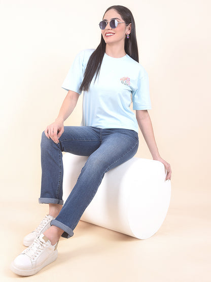 T-Shirt for Women l Breathable & Soft with Color Fastness Regular Fit Round Neck Cotton Stretch Fabric Printed Pattern