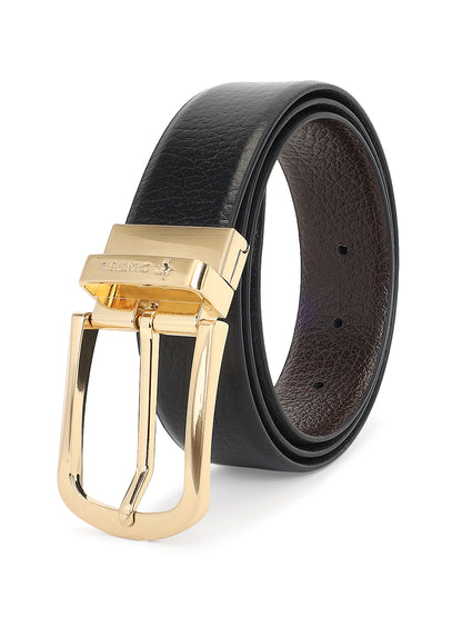 Men's Textured Black Brown Reversible Formal Belt