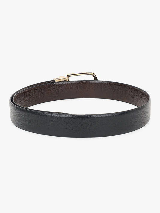 Men's Textured Black Brown Reversible Formal Belt