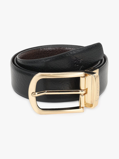 Men's Textured Black Brown Reversible Formal Belt