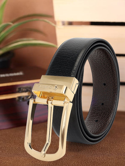 Men's Textured Black Brown Reversible Formal Belt