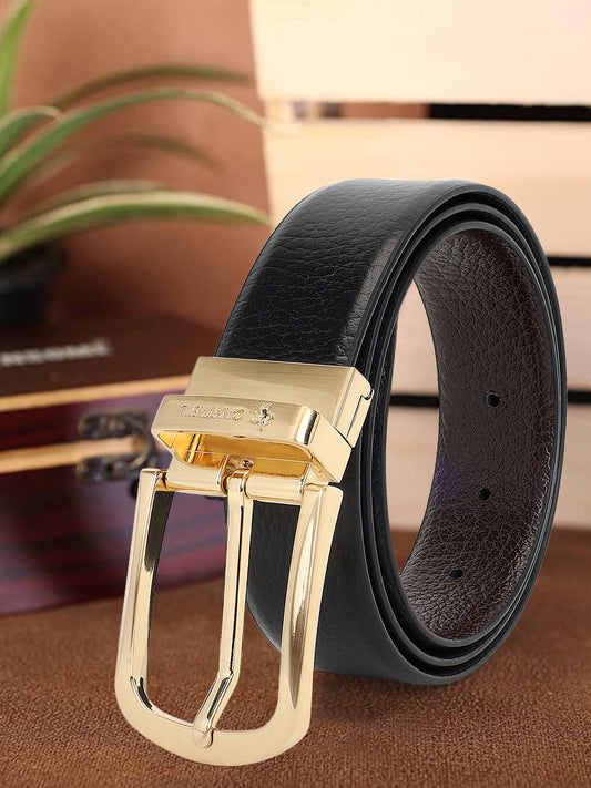 Men's Textured Black Brown Reversible Formal Belt