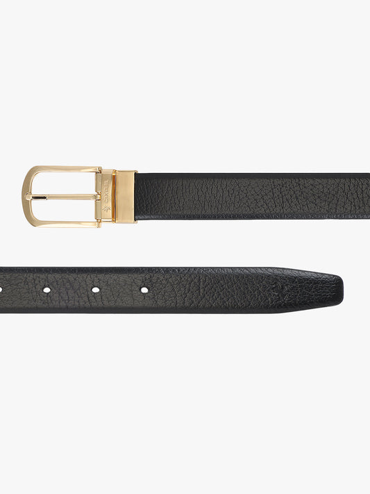 Men's Textured Black Brown Reversible Formal Belt