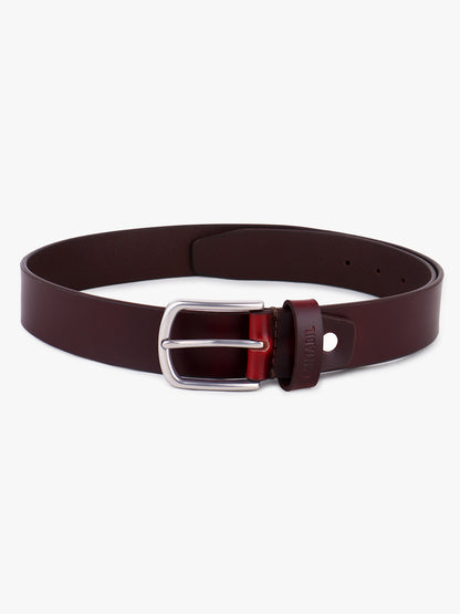 Men's Burgundy Solid Formal Belt