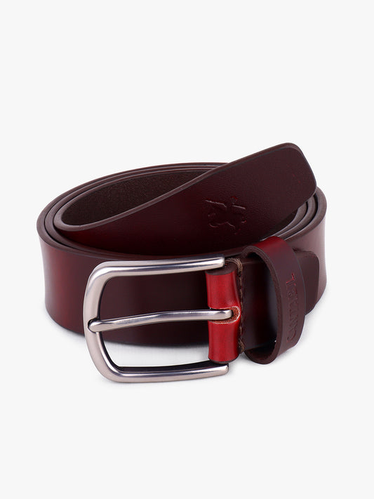 Men's Burgundy Solid Formal Belt