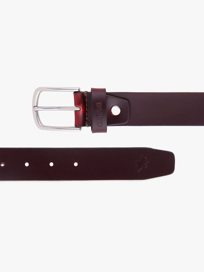 Men's Burgundy Solid Formal Belt