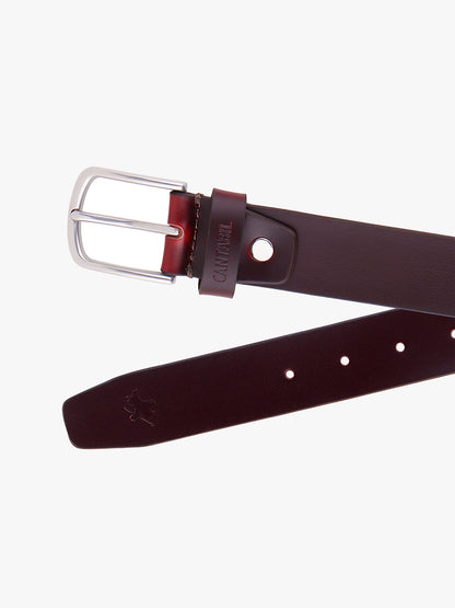 Men's Burgundy Solid Formal Belt