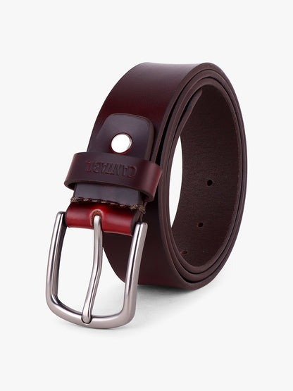 Men's Burgundy Solid Formal Belt
