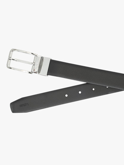 Men's Textured Black Brown Reversible Formal Belt