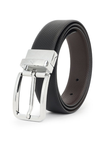 Men's Textured Black Brown Reversible Formal Belt