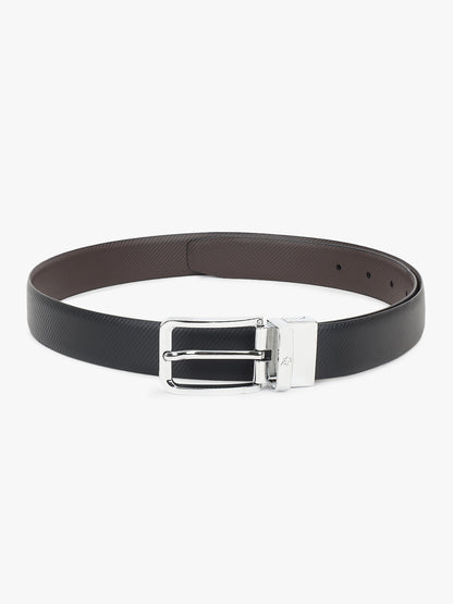 Men's Textured Black Brown Reversible Formal Belt
