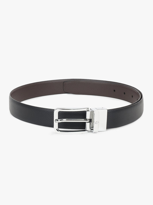 Men's Textured Black Brown Reversible Formal Belt