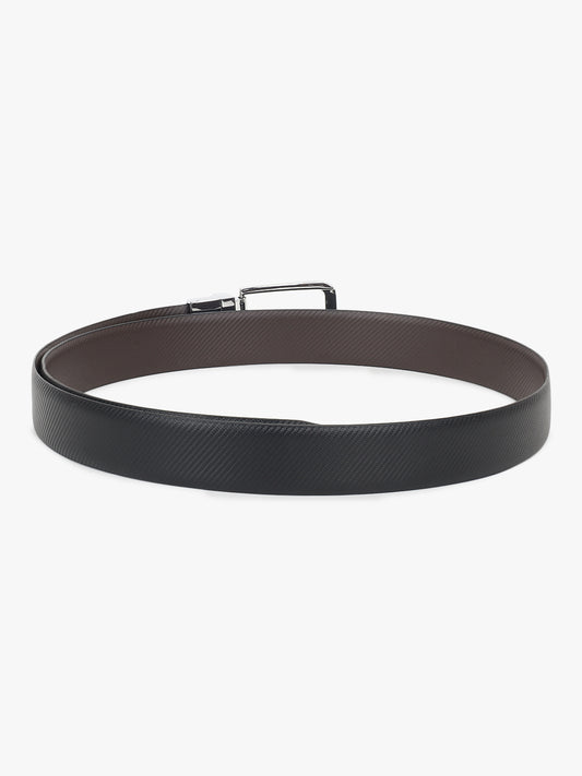Men's Textured Black Brown Reversible Formal Belt