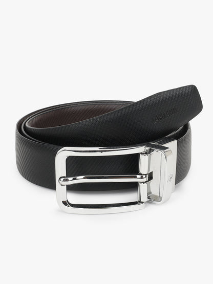 Men's Textured Black Brown Reversible Formal Belt
