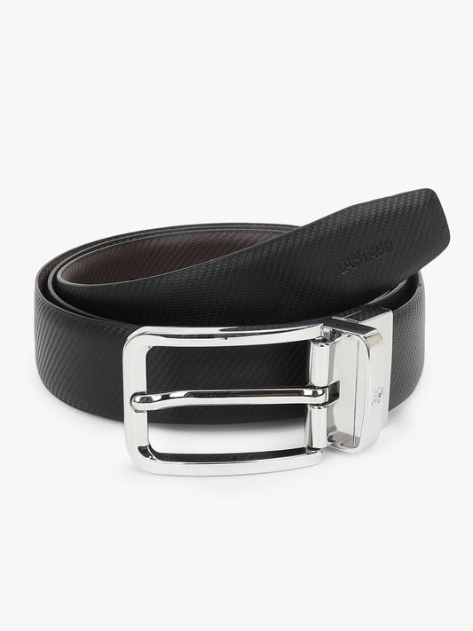 Men's Textured Black Brown Reversible Formal Belt