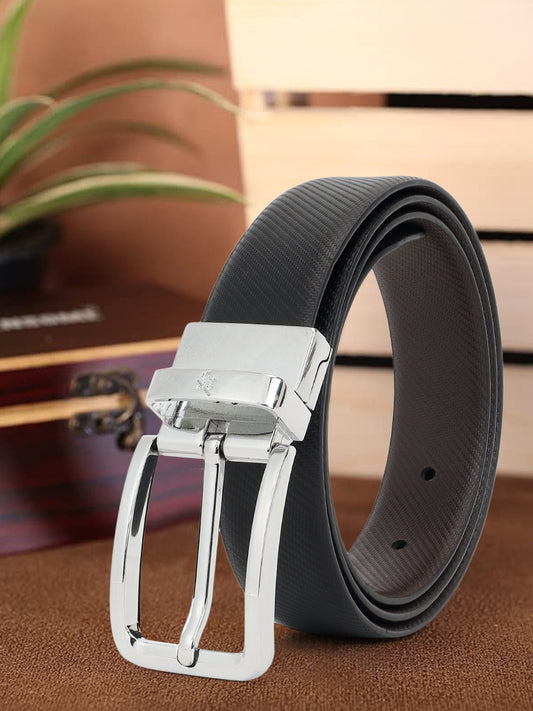 Men's Textured Black Brown Reversible Formal Belt
