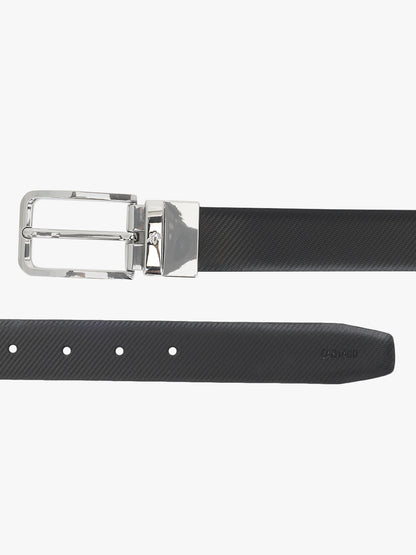 Men's Textured Black Brown Reversible Formal Belt