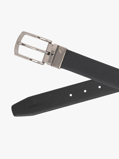 Men's Textured Black Brown Reversible Formal Belt
