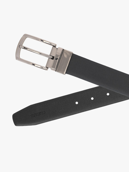 Men's Textured Black Brown Reversible Formal Belt