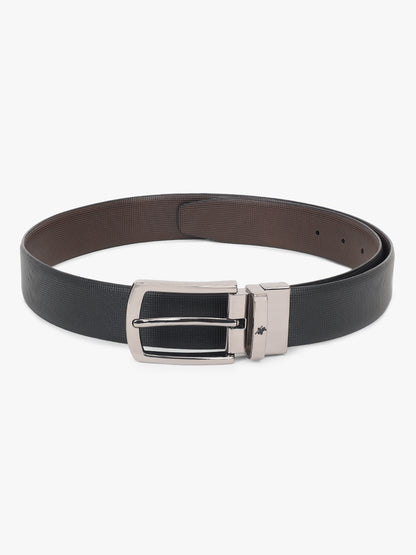 Men's Textured Black Brown Reversible Formal Belt