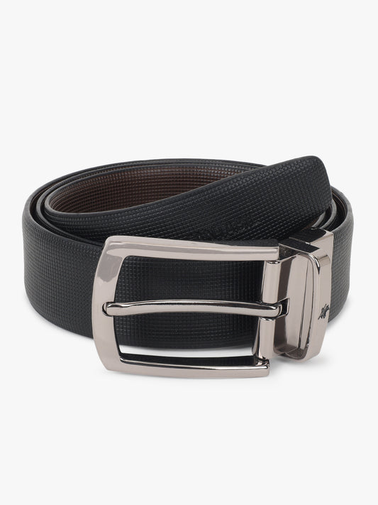 Men's Textured Black Brown Reversible Formal Belt