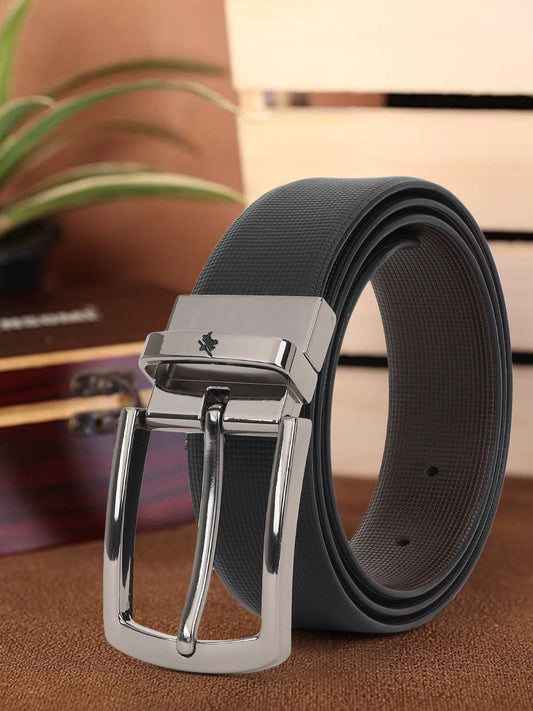 Men's Textured Black Brown Reversible Formal Belt